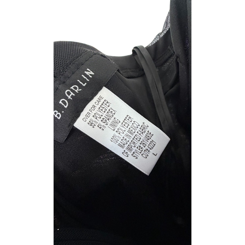 B. Darlin Women's Black Ruched Mesh Bodycon Sweetheart Dress Sz L - Picture 6 of 6